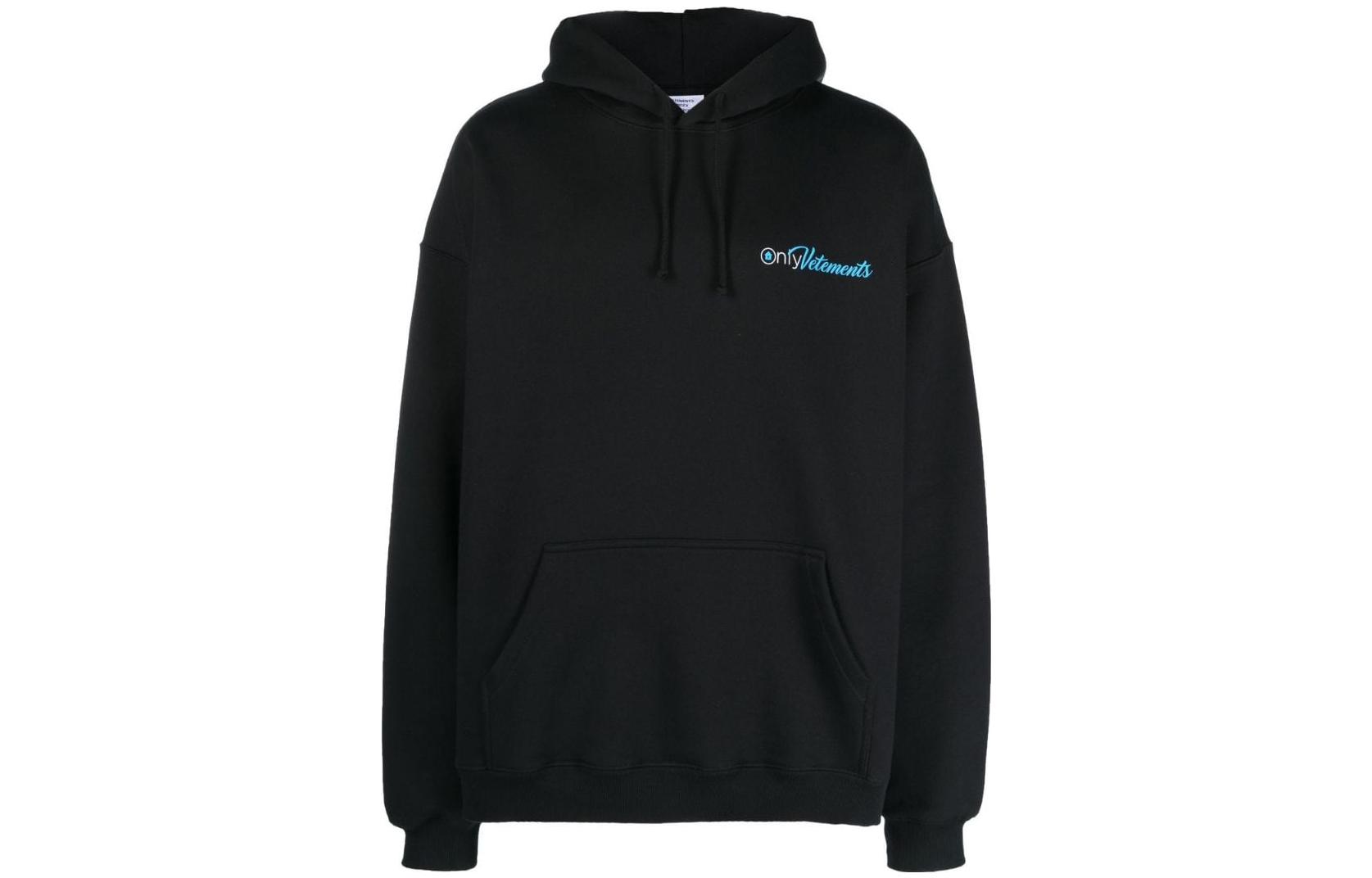 Vetements Black Letter Print Pullover Hoodie UA63HD161B