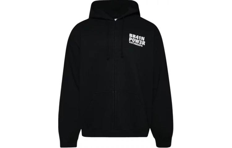 Vetements Black Letter Print Zip Hoodie Jacket UE63HD300B-BLAC