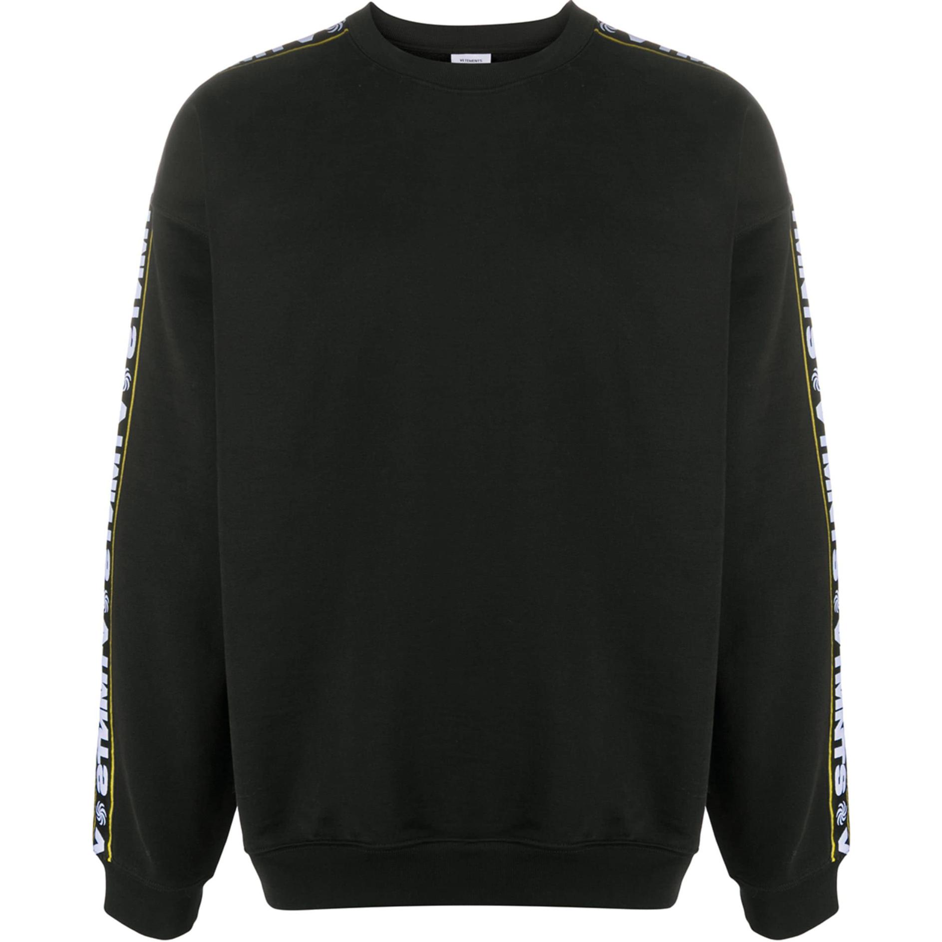Vetements Black Loose-Fit Logo Crewneck Sweatshirt Unisex Long Sleeve UAH21TR6281606-BLACK
