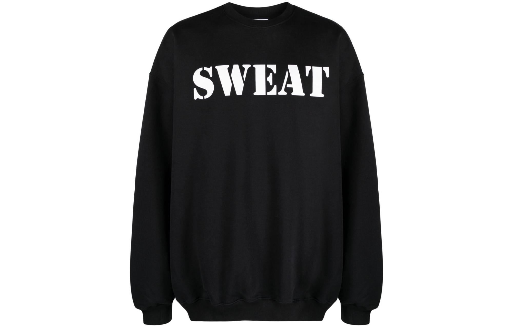 Vetements Black Oversized Crewneck Sweatshirt with Letter Print Unisex UE54CW140B
