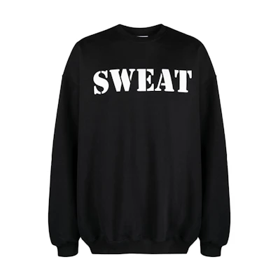 Vetements Black Oversized Crewneck Sweatshirt with Letter Print Unisex UE54CW140B
