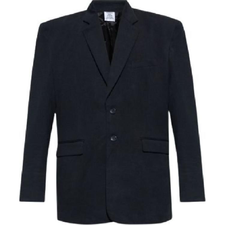 Vetements Black Oversized V-Neck Long-Sleeve Casual Jacket for Men UE54JA480B1201-BLACK