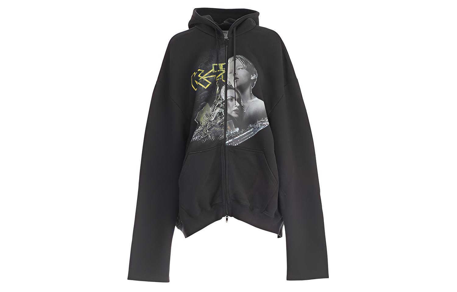 Vetements Black Portrait Print Hoodie Jacket Unisex WAH18TR15-BLACK