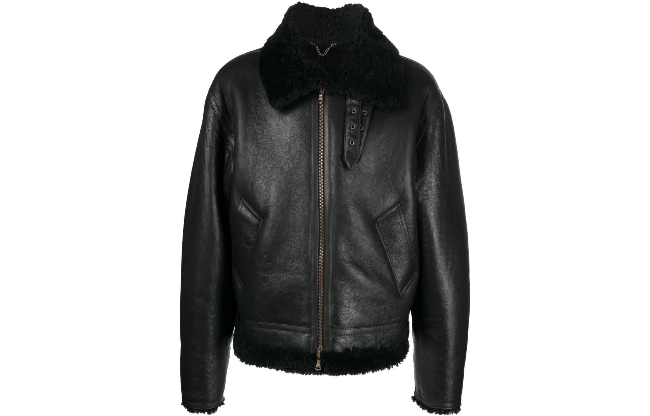 Vetements Black Reversible Shearling Jacket with Zipper and Side Pockets UE63JA101B