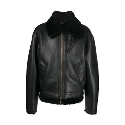 Vetements Black Reversible Shearling Jacket with Zipper and Side Pockets UE63JA101B