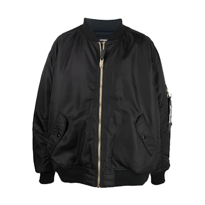 Vetements Black Solid Zip-Up Bomber Jacket for Men UA52JA200B1307