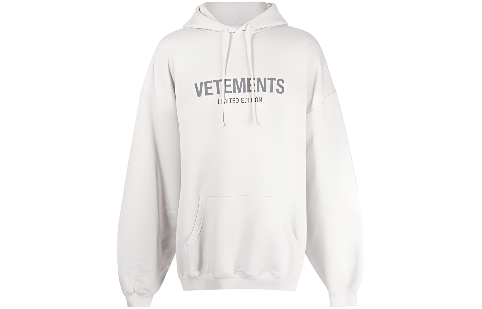 Vetements Casual Letter Print Hoodie White UE54HD220W
