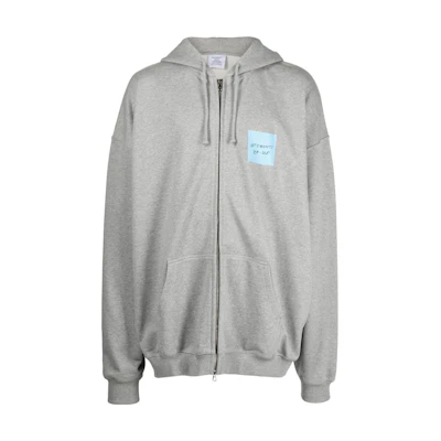 Vetements Casual Letter Zip-Up Hoodie Grey UE54HD440G