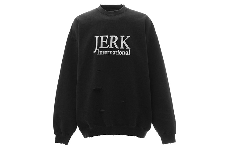 Vetements Distressed Loose Fit Turtleneck Sweatshirt Black Style UE63CN200B