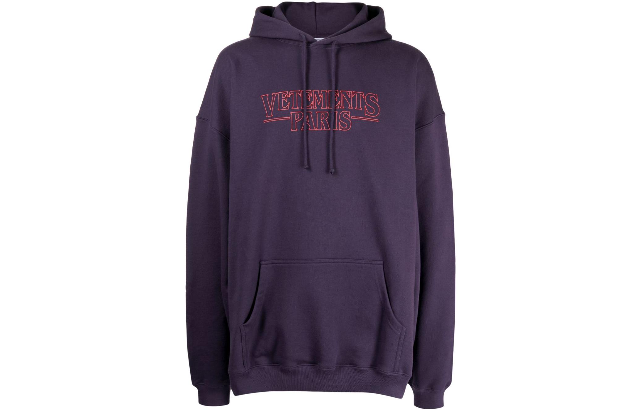 Vetements Embroidered Logo Hoodie Deep Purple UE54HD500U
