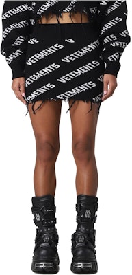 Vetements Skirt Mini Hitam Cetakan Huruf Perancis Slim A-Line. WE63KN280B Order Vetements Skirt Mini Hitam Cetakan Huruf Perancis Slim A-Line. WE63KN280B