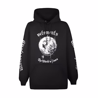 Vetements Front Print Oversized Pullover Hoodie Unisex Black UAH21TR613-BLACK