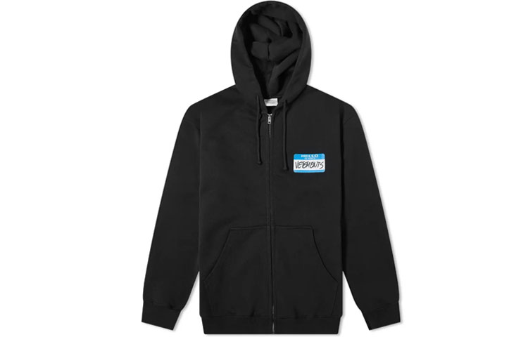 Vetements FW21 "My Name Is" Slogan Zip Hoodie Black Unisex UA52TR780B-1601