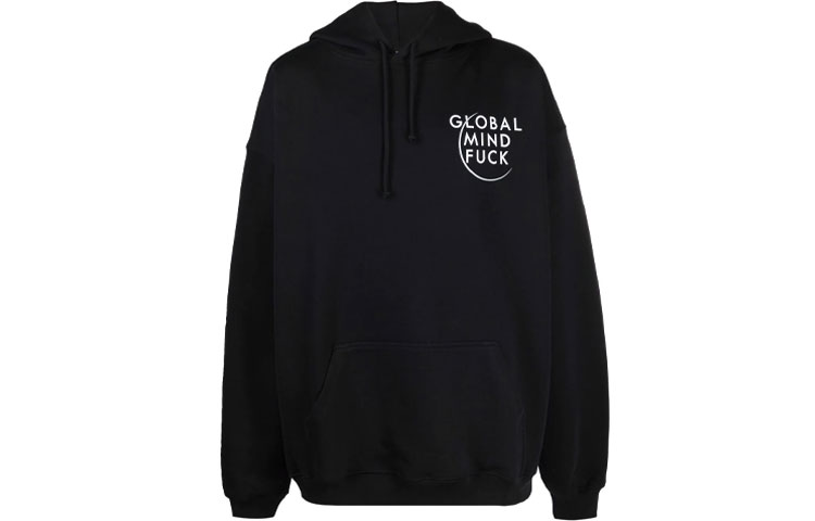 Vetements FW21 Black Letter Print Fleece Hoodie Unisex UE52TR370B-1601