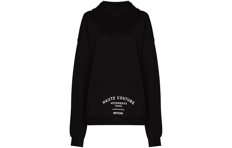 Vetements FW21 Black Logo Print Pullover Hoodie for Men UA52TR700B1606