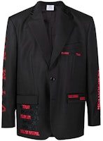 Vetements FW21 Embroidered Letter Single-Breasted Blazer Unisex Black. UA52JA900B-1202 Vetements FW21 Embroidered Letter Single-Breasted Blazer Unisex Black. UA52JA900B-1202