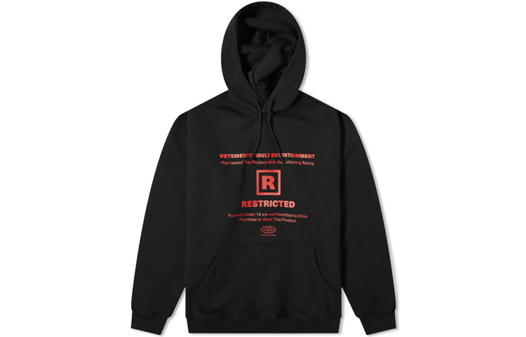 Vetements FW21 Graphic Print Cotton Blend Hoodie Unisex Black UA52TR720B-1605