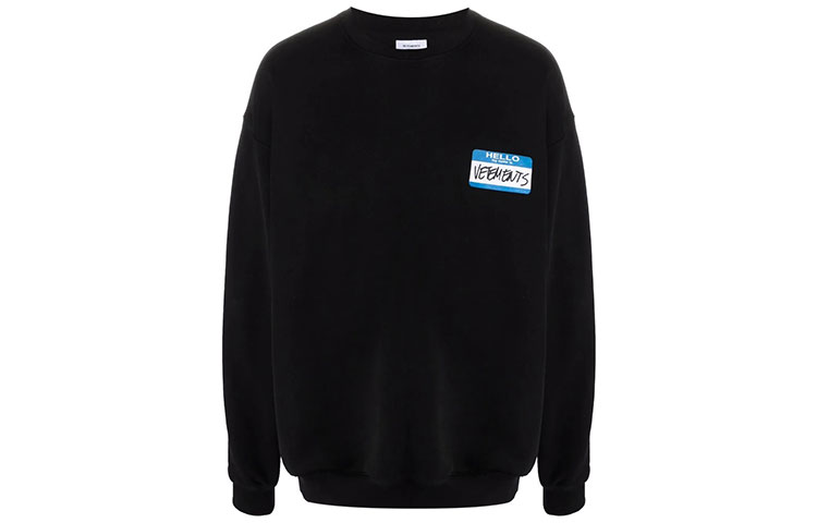 Vetements FW21 Logo Applique Crewneck Sweatshirt Unisex Black UA52TR630B-1601