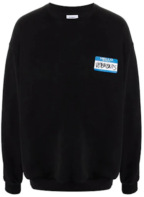 Vetements FW21 Logo Applique Crewneck Sweatshirt Unisex Black UA52TR630B-1601 Buy Vetements FW21 Logo Applique Crewneck Sweatshirt Unisex Black UA52TR630B-1601