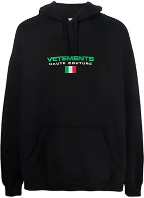 Vetements FW21 刺繡Logo連帽上衣 男女款 黑色 UE52TR450B1606-BLACK Buy Vetements FW21 刺繡Logo連帽上衣 男女款 黑色 UE52TR450B1606-BLACK