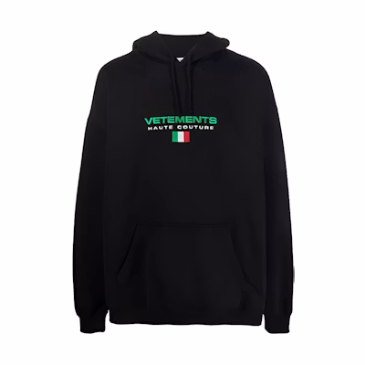 Vetements FW21 Logo Embroidered Hoodie Unisex Black UE52TR450B1606-BLACK