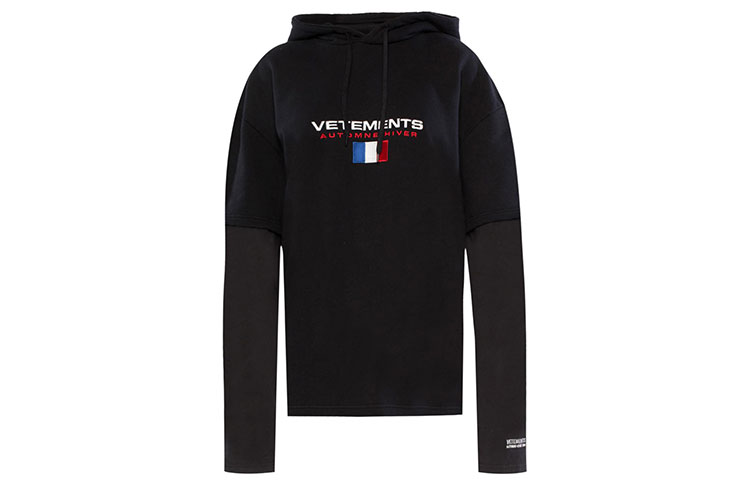 Vetements FW21 Logo Hoodie Unisex Black. WAH18TR10-BLACK