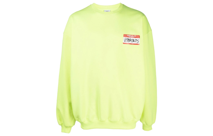 Vetements FW21 Logo Print Crewneck Long Sleeve Sweatshirt Unisex Green UE52TR330Y1601