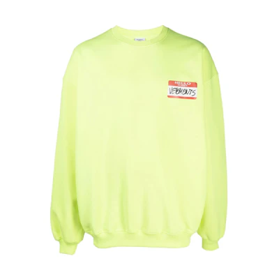 Vetements FW21 Logo Print Crewneck Long Sleeve Sweatshirt Unisex Green UE52TR330Y1601