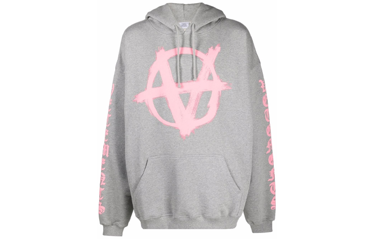 Vetements FW21 Logo Print Gray Hoodie Unisex Long Sleeve Pullover UE52TR460G1601