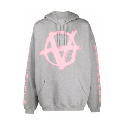 Vetements FW21 Logo Print Gray Hoodie Unisex Long Sleeve Pullover UE52TR460G1601