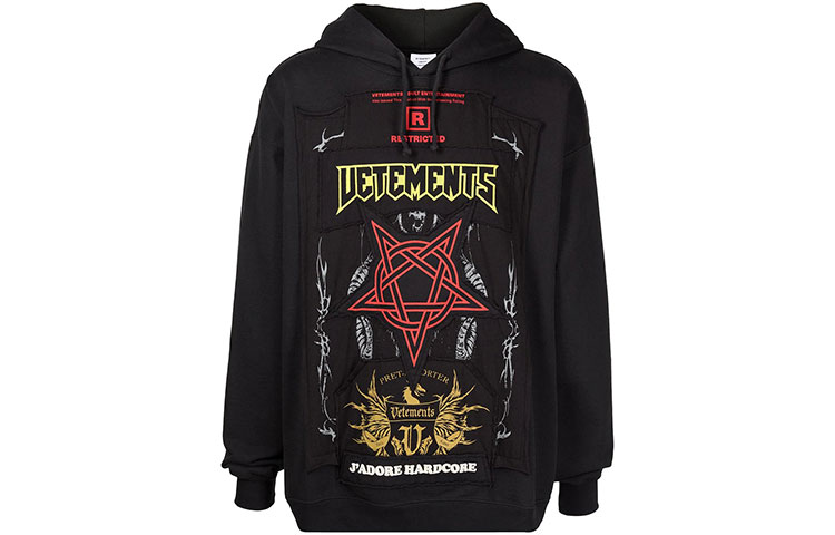 Vetements FW21 Logo Print Hoodie Unisex Black UA52TR915X-BLACK