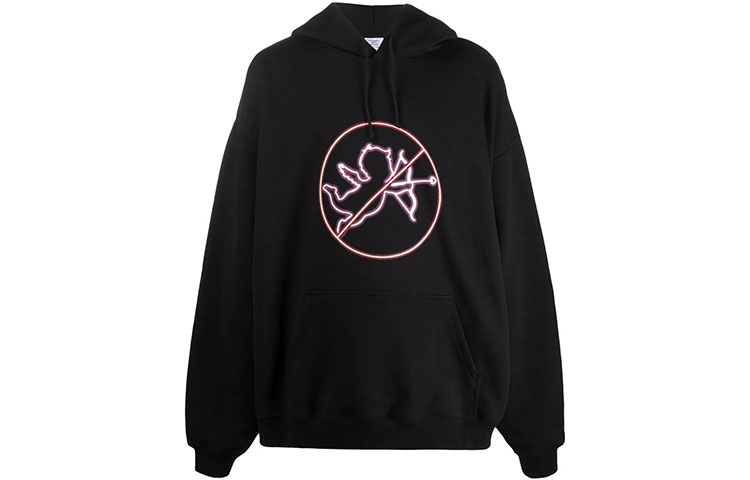 Vetements FW21 Logo Print Oversized Hoodie Unisex Black UA52TR810B-1605