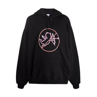 Vetements FW21 Logo Print Oversized Hoodie Unisex Black UA52TR810B-1605
