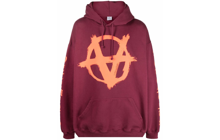 Vetements FW21 Logo Print Oversized Hoodie Unisex Red UA52TR820RB-ORDEAUX