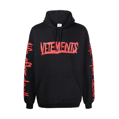 Vetements FW21 Logo Print Pullover Hoodie Black Mens UA52TR910R-RED