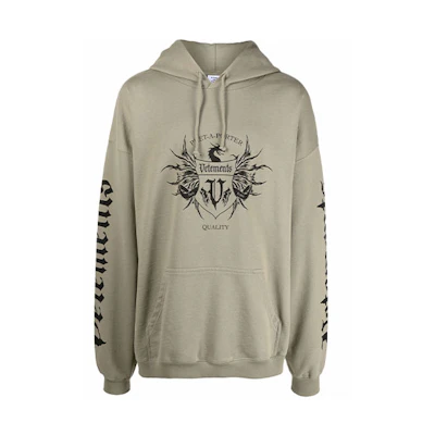 Vetements FW21 Logo Print Pullover Hoodie Unisex Grey Green UA52TR900G-1606