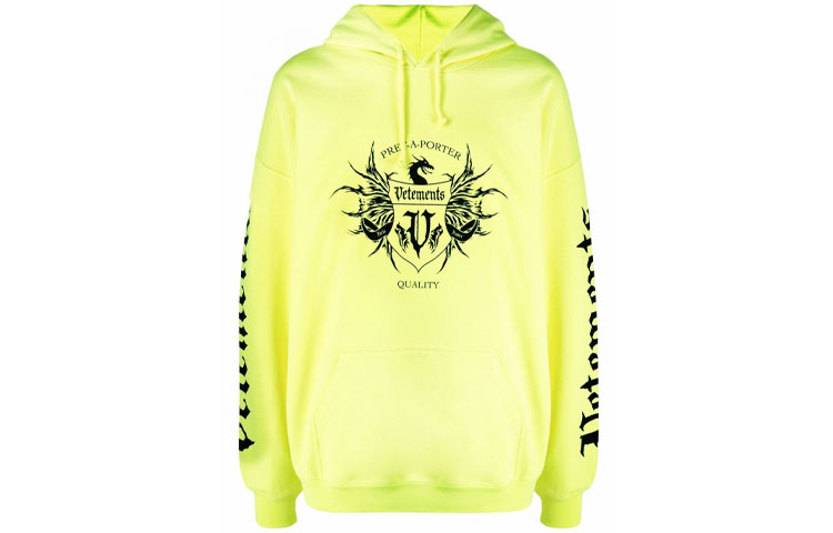 Vetements FW21 Logo Print Yellow Hoodie Unisex UA52TR900Y-1606