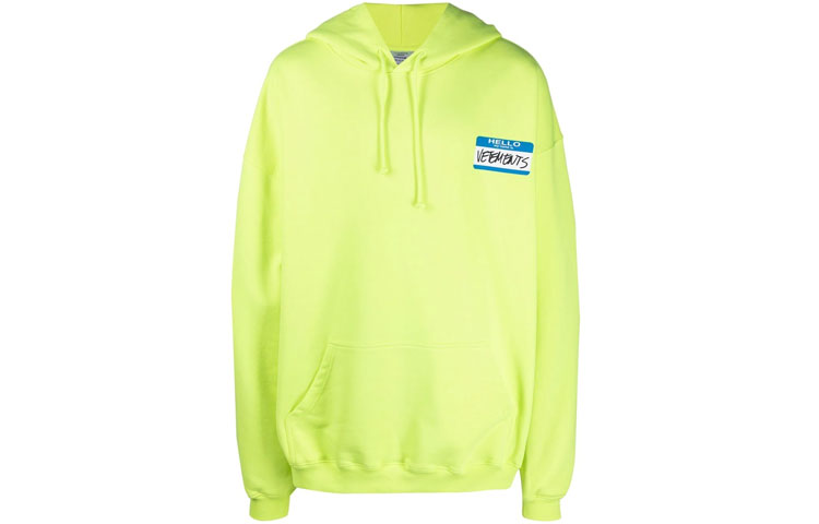 Vetements FW21 Logo Tag Hoodie Fluorescent Yellow Unisex UA52TR710Y-1601