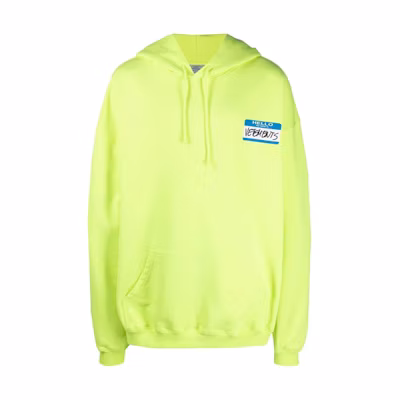 Vetements FW21 Logo Tag Hoodie Fluorescent Yellow Unisex UA52TR710Y-1601