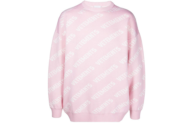 Vetements FW21 Pink Logo Print Crewneck Sweater Unisex. UA52KN600P-2901