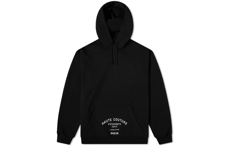 Vetements FW21 Printed Black Hoodie Unisex Long Sleeve UA52TR700B-BLACK