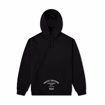 Vetements FW21 Printed Black Hoodie Unisex Long Sleeve UA52TR700B-BLACK