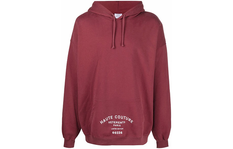 Vetements FW21 Red Logo Print Drawstring Hoodie Unisex UA52TR700R-1606
