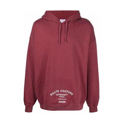 Vetements FW21 Red Logo Print Drawstring Hoodie Unisex UA52TR700R-1606