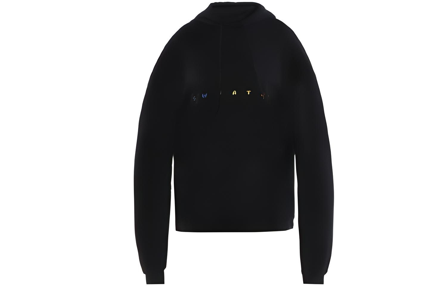 Vetements FW21 Unisex Black Letter Embroidered Hoodie. WAH18TR11-BLACK