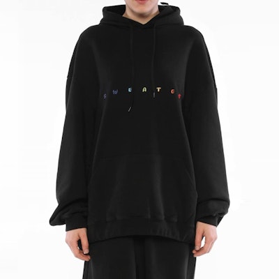 베트멍 FW21 유니섹스 블랙 레터 자수 후디. WAH18TR11-BLACK Shop 베트멍 FW21 유니섹스 블랙 레터 자수 후디. WAH18TR11-BLACK