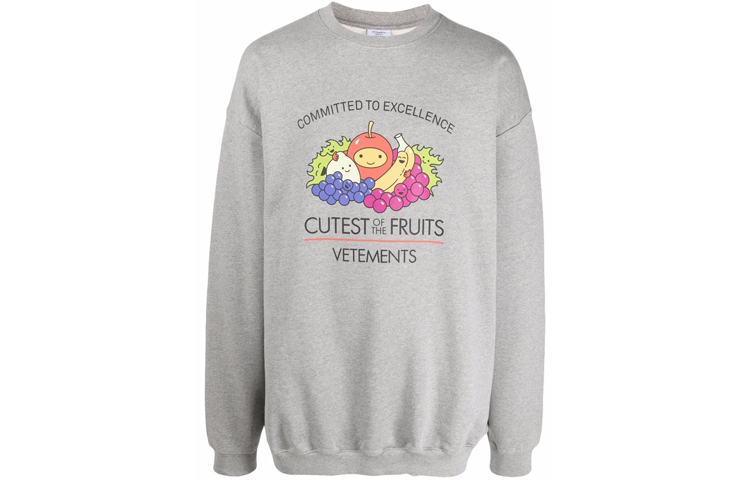 Vetements FW21 Vegan Cartoon Graphic Crewneck Sweatshirt Grey UA52TR690G-GREY