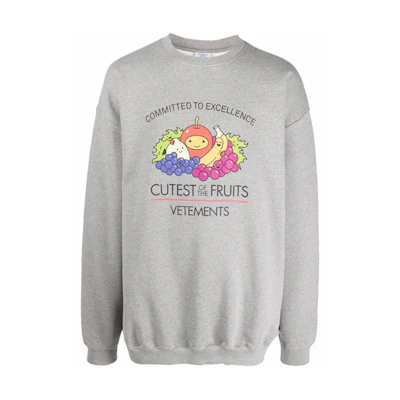Vetements FW21 Vegan Cartoon Graphic Crewneck Sweatshirt Grey UA52TR690G-GREY