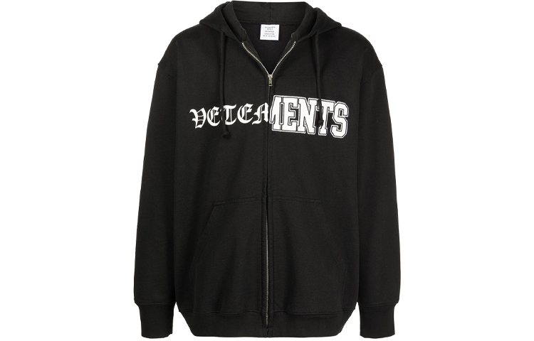 Vetements FW21 Vertical Logo Zip Hoodie Jacket Black Men’s UE51TR870B-BLACK