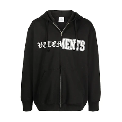 Vetements FW21 Vertical Logo Zip Hoodie Jacket Black Men’s UE51TR870B-BLACK